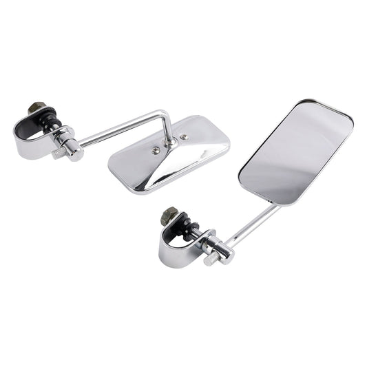 Specchietti cromati rettangolari retrò con morsetto per Yamaha XS650 SR400 SR500 W650