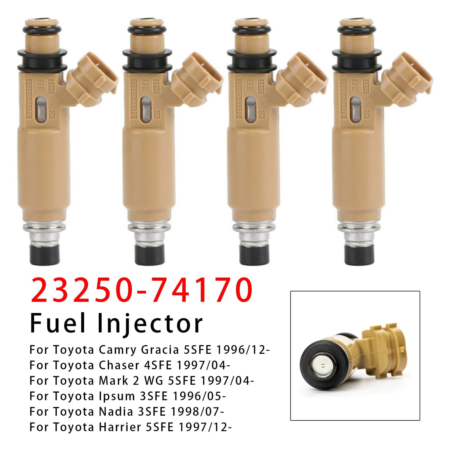 4 pezzi iniettori carburante per Toyota Avensis Carina Corona RAV4 2.2L 3.0L 23250-74170