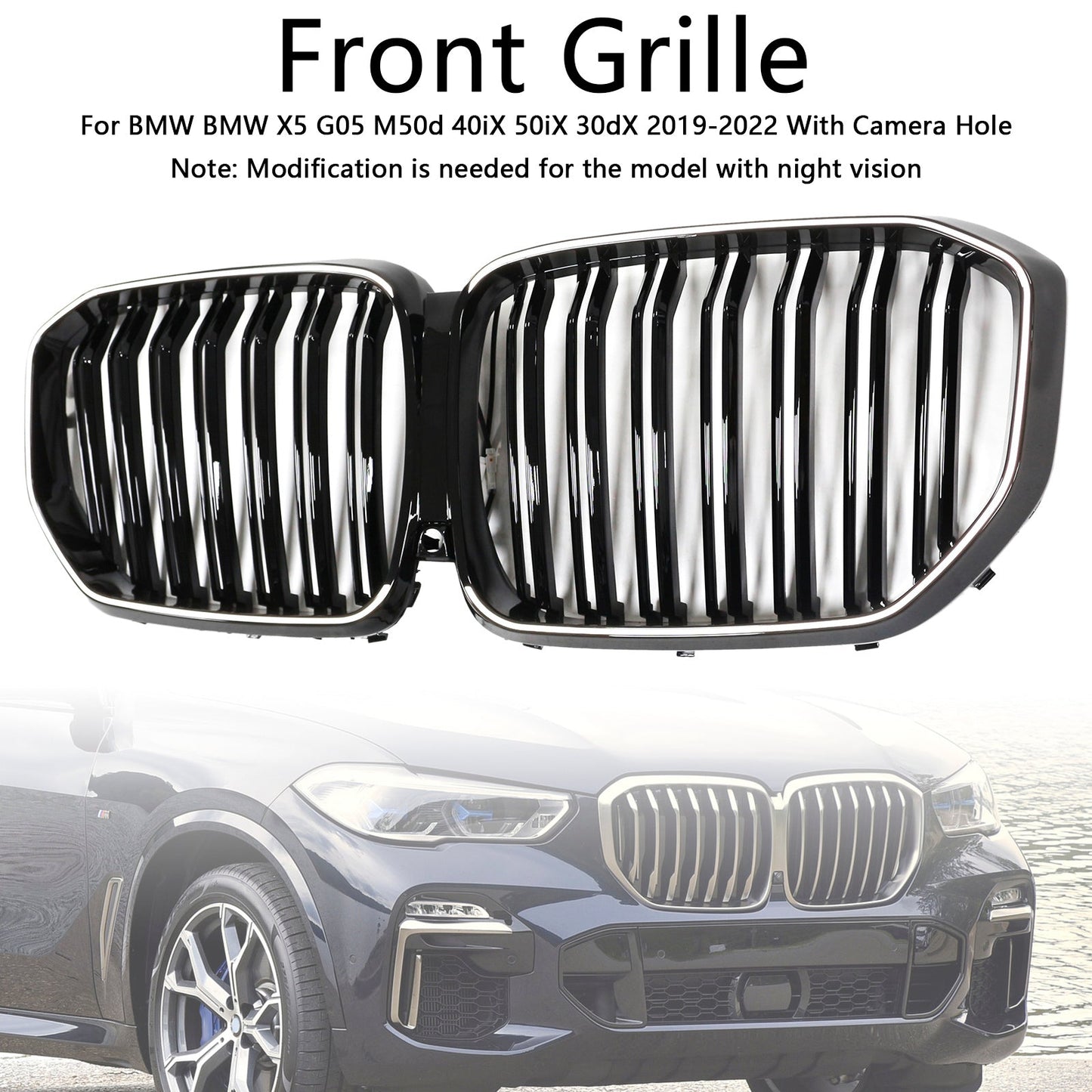 Griglia anteriore a doppio rene nera BMW X5 G05 M-Performance 2019-2022 51137454887