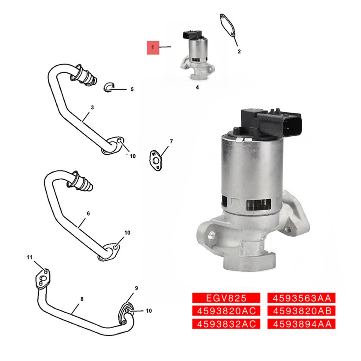 Valvola EGR Chrysler 200 2.4L L4 2011-2015 4593894AA 4593563AA