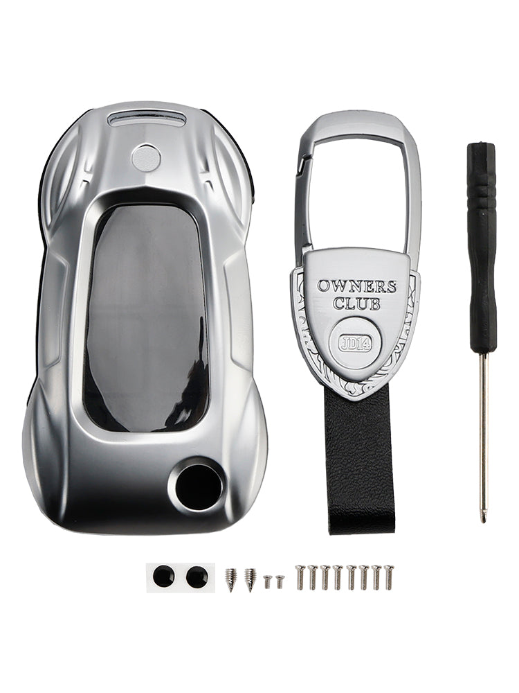 Custodia in lega di zinco e pelle per chiave auto Audi A1 A3 S3, colore argento