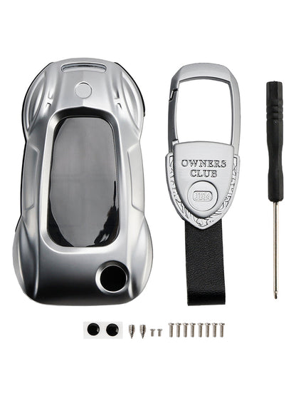 Custodia in lega di zinco e pelle per chiave auto Audi A1 A3 S3, colore argento