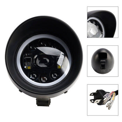 Faro anteriore per moto da 5,75"" con fendinebbia a 9 lampadine per moto e scooter, cromato