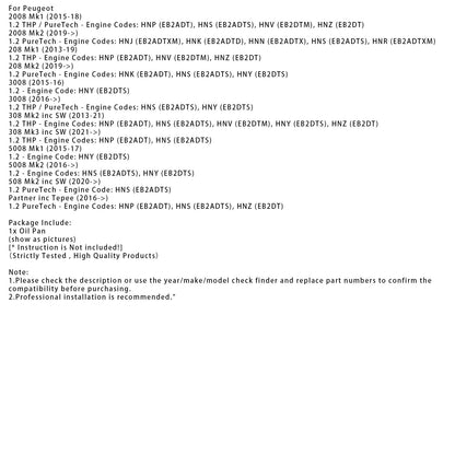 2019+ Peugeot 2008 Mk2 1.2 PureTech Coppa dell'olio 9829898980 9829898980