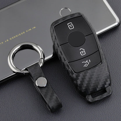 Custodia in silicone e pelle per chiave auto con fibbia per Mercedes-Benz E