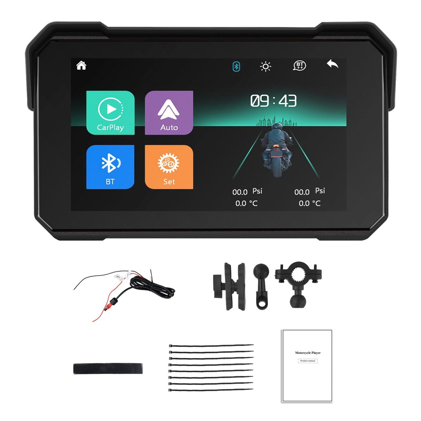 Navigazione Android Auto Wireless CarPlay da 5 pollici impermeabile per moto