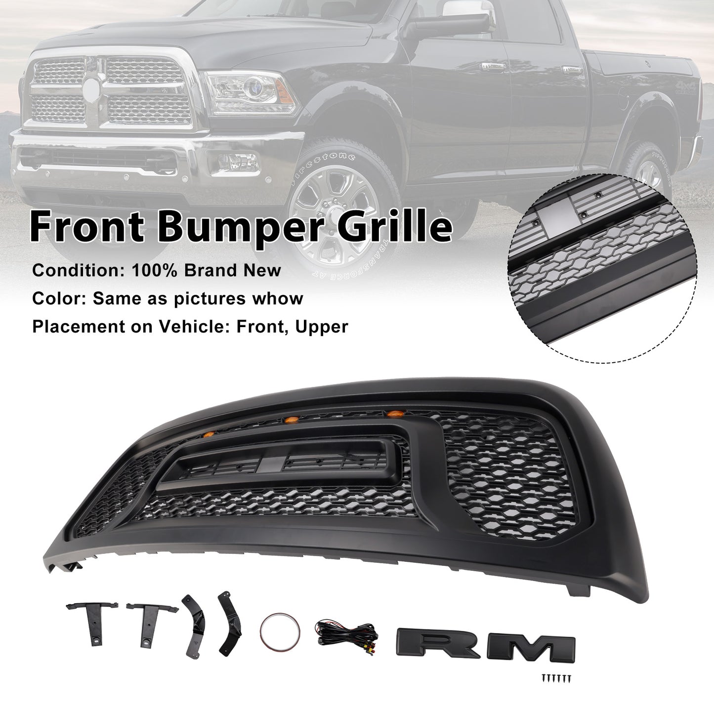 Dodge Ram 2500/3500 Laramie Limited 2010-2018 con griglia paraurti anteriore con luci a LED