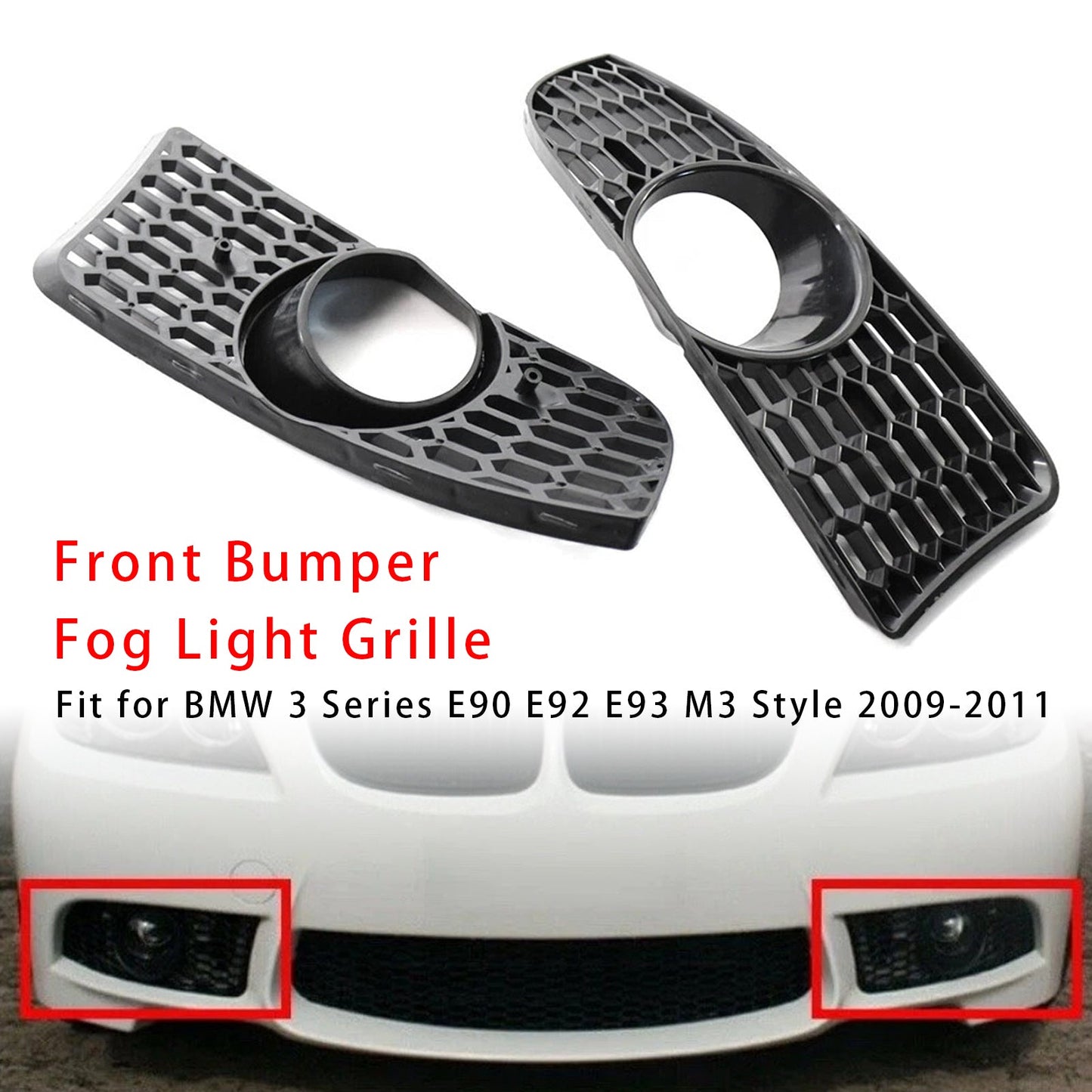 Griglia fendinebbia paraurti anteriore per BMW Serie 3 E90 E92 E93 stile M3 2009-2011