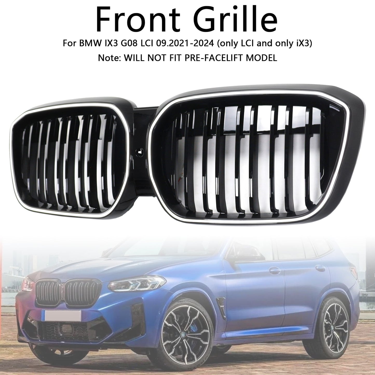 Griglia anteriore a doppio rene nera BMW IX3 G08 LCI 2022-2024
