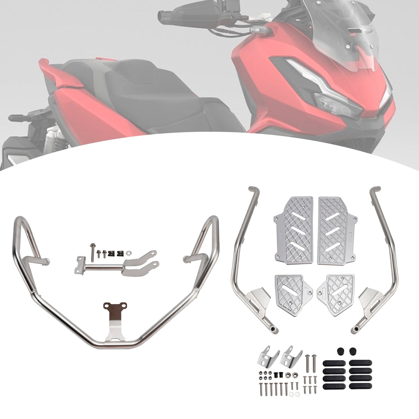Kit di protezione motore superiore e inferiore Honda Adv350 2022-2025, barra di protezione argento