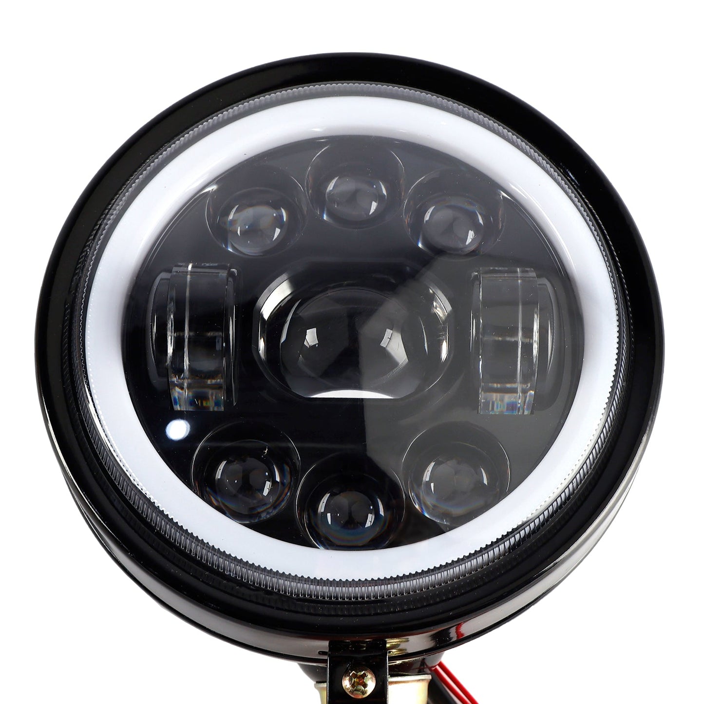Faro fendinebbia a 9 lampadine personalizzato da 5,75"" nero per Bobber Chopper Racer