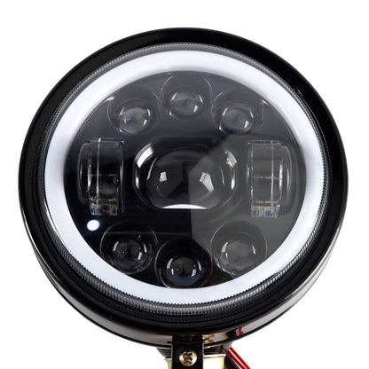 Faro fendinebbia a 9 lampadine personalizzato da 5,75"" nero per Bobber Chopper Racer