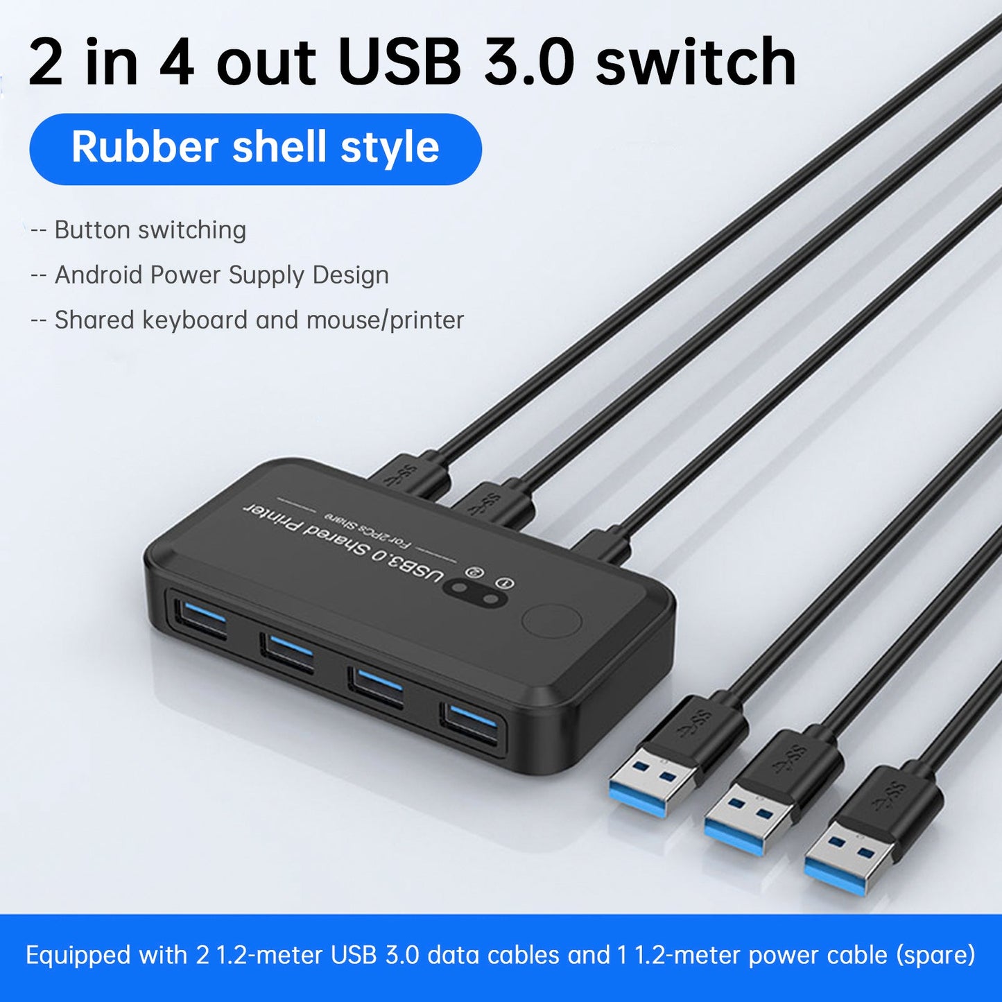 Dispositivo di condivisione stampante con switch USB 3.0 a 2 ingressi e 4 uscite, condivisione di due computer