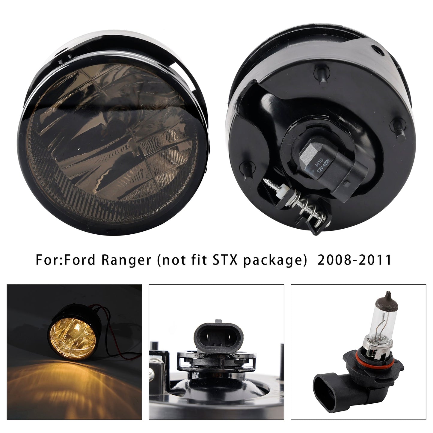 Coppia di fari fendinebbia anteriori con lampadine per Ford Expedition 2007-2014, lenti fumé