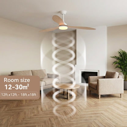 Telecomando Ventilatore moderno 52" con luce 6 velocità Nero-Bianco