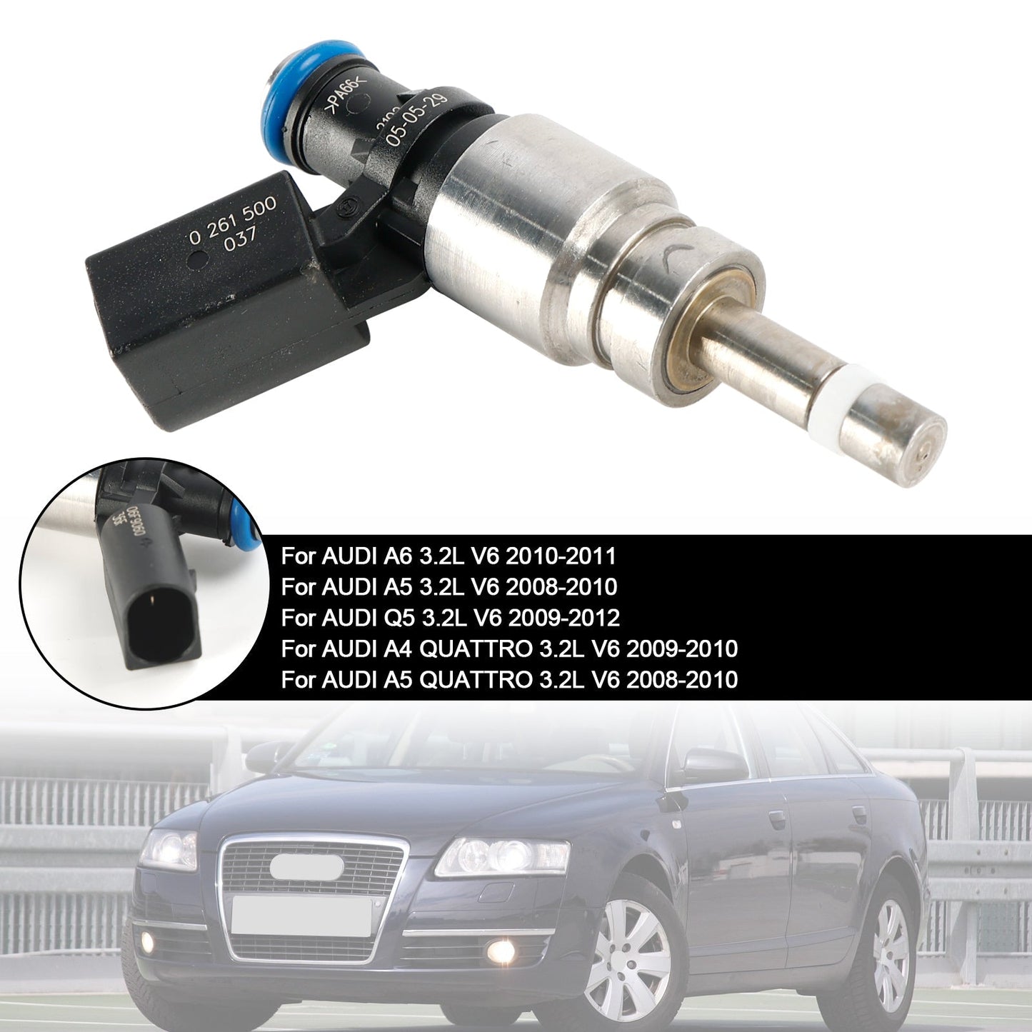 2008-2010 AUDI A5 QUATTRO 3.2L V6 1 PZ Iniettore di carburante 06E906036F 0261500037