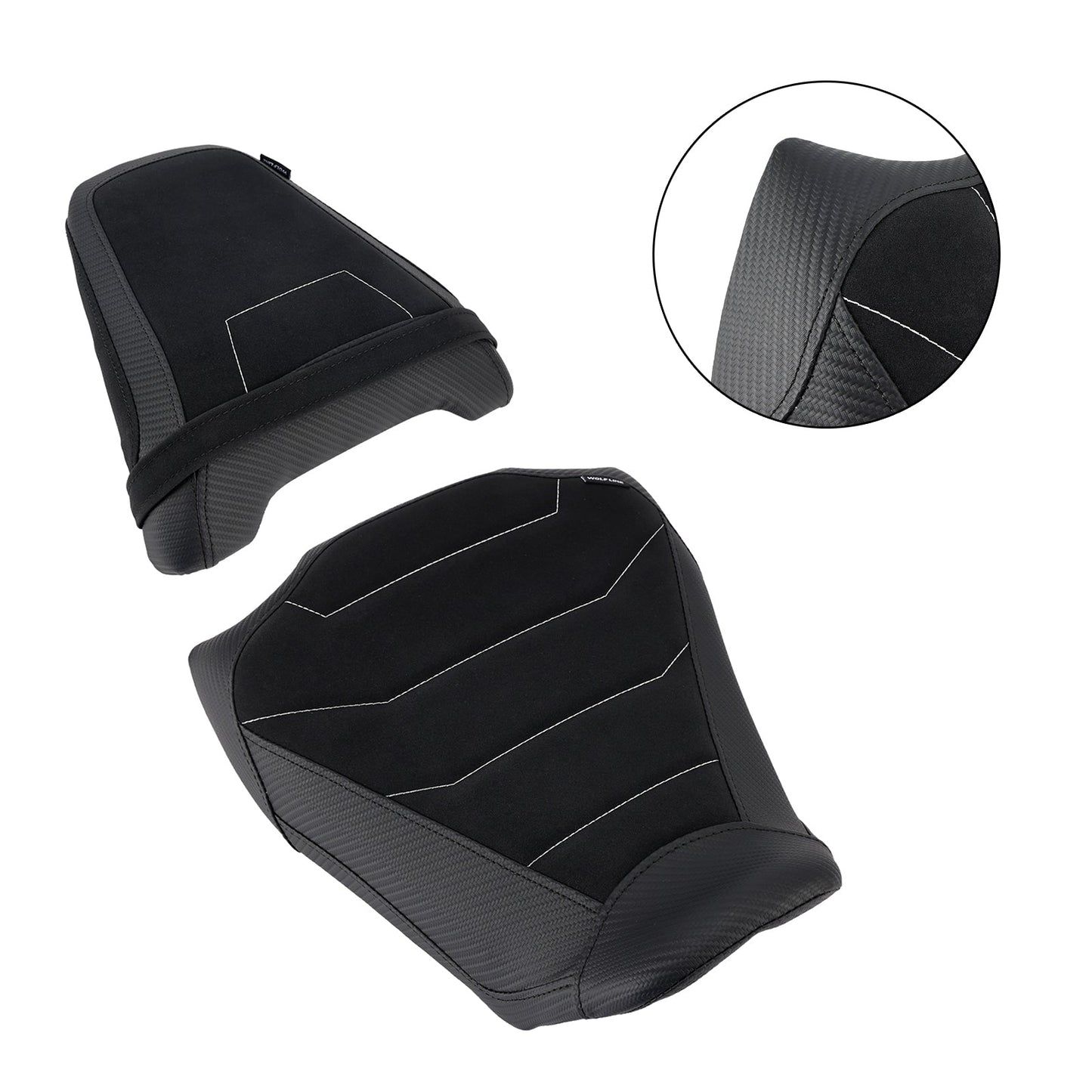 Kit sella conducente e passeggero 2024-2025 per Honda CB650R CBR650R, cuscino posteriore nero.