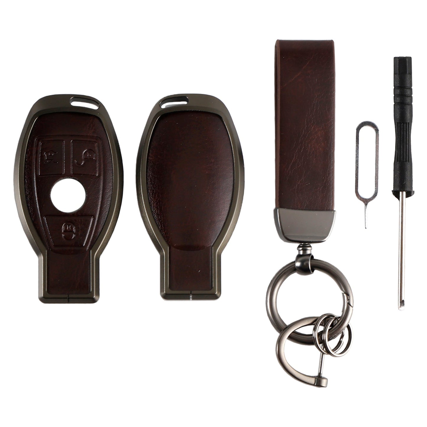 Custodia in lega di alluminio TPU marrone per chiave auto Benz GLC GLK CLS GLA CLA AMG