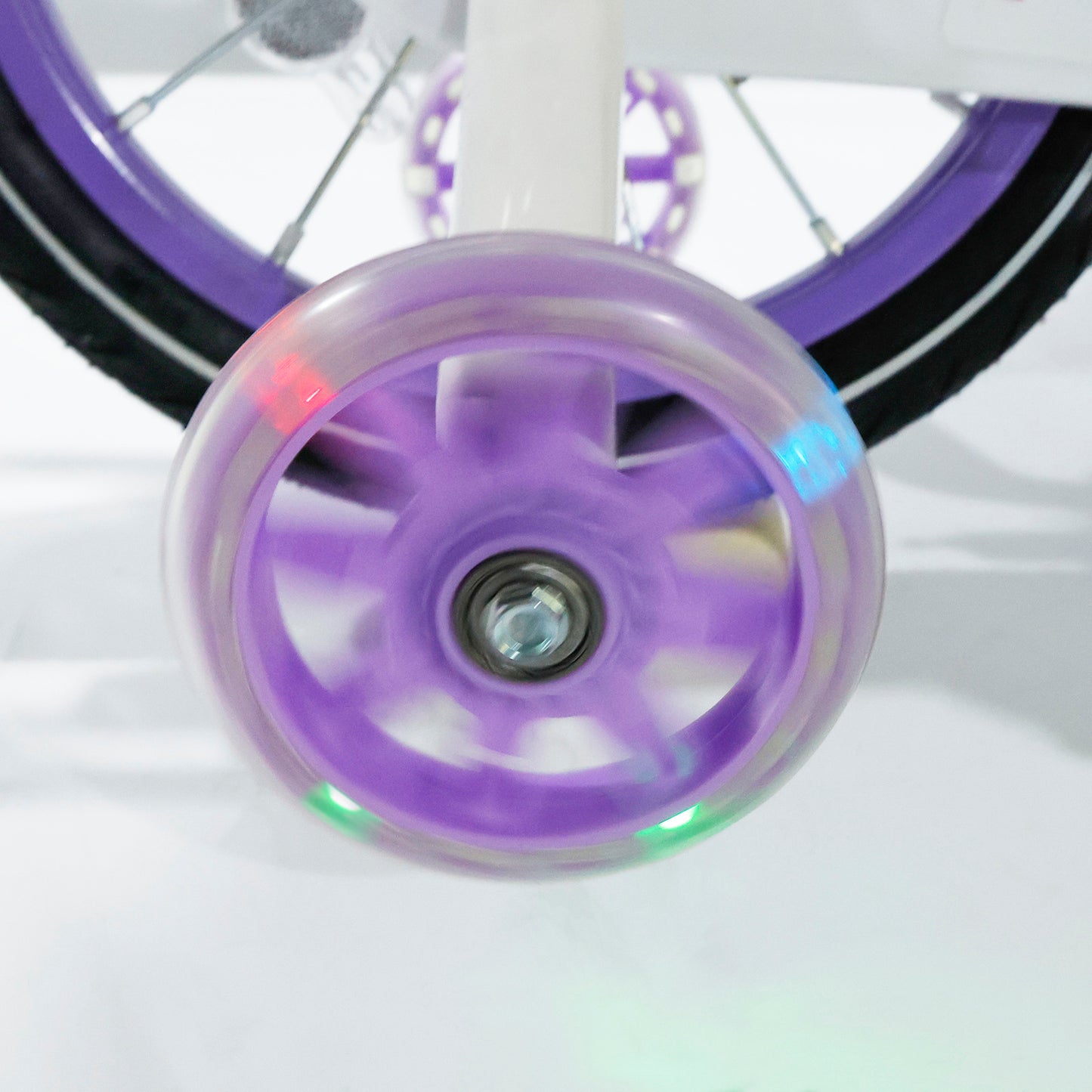Bicicletta da principessa per bambini da 18" per ragazze, con ruote da allenamento rimovibili, rosa/viola
