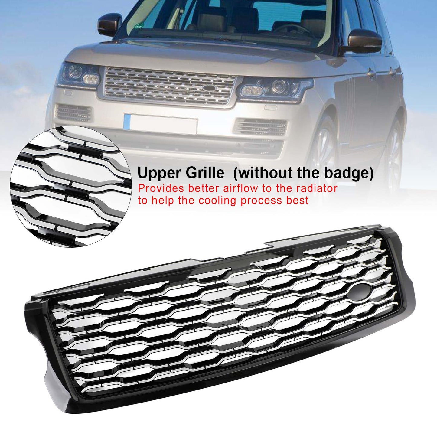 Chrome Front Bumper Upper Grille Per Land Rover Range Rover Vogue L405 2013-2017