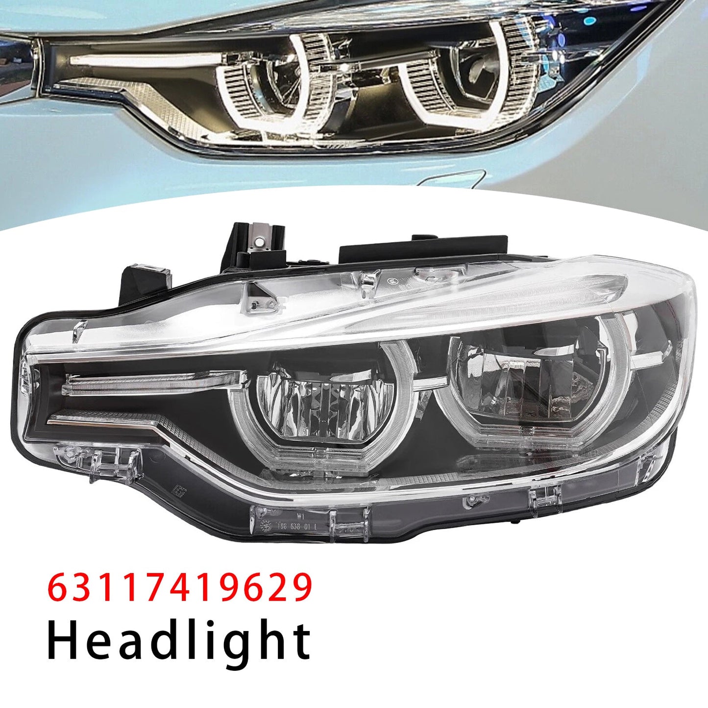 Faro anteriore sinistro a LED 63117419629 per BMW Serie 3 F30 F31 2016-2019 senza AFS