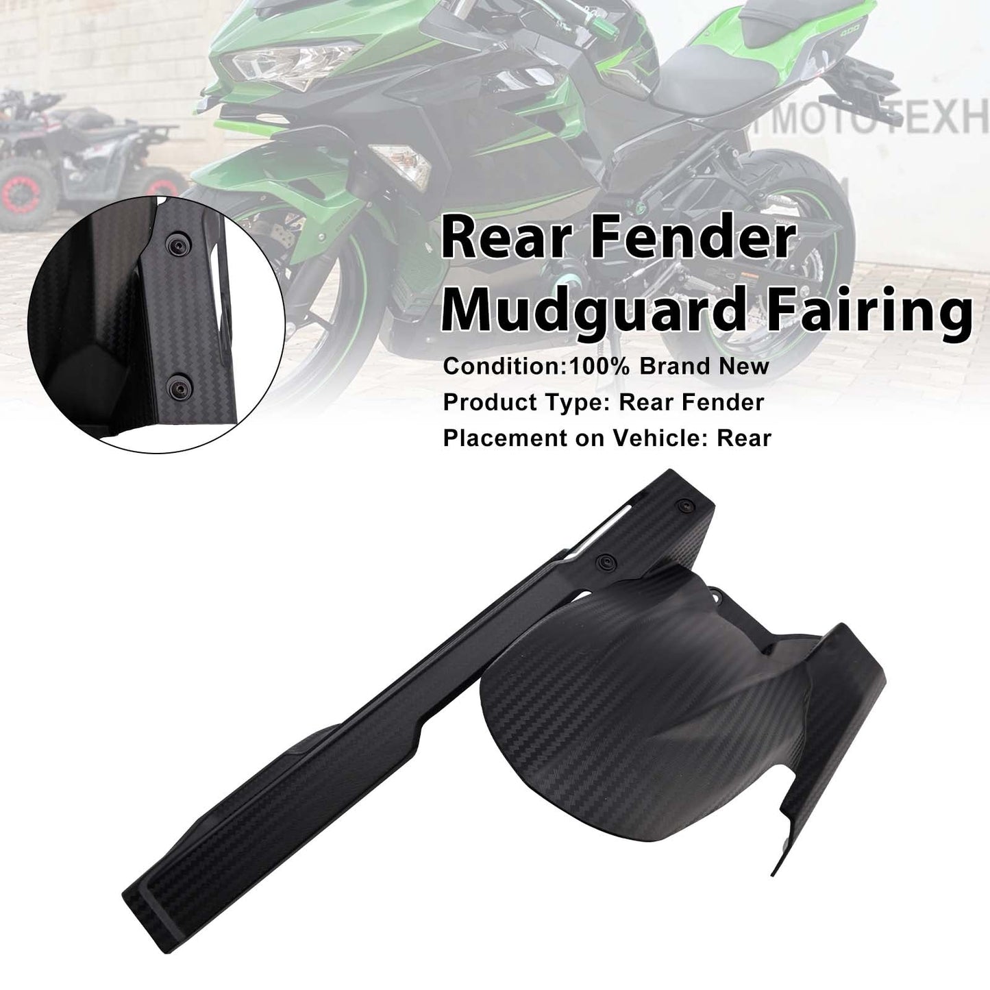 Parafango posteriore per Kawasaki Ninja 400 Z400 Ninja 500 Z500 2018+