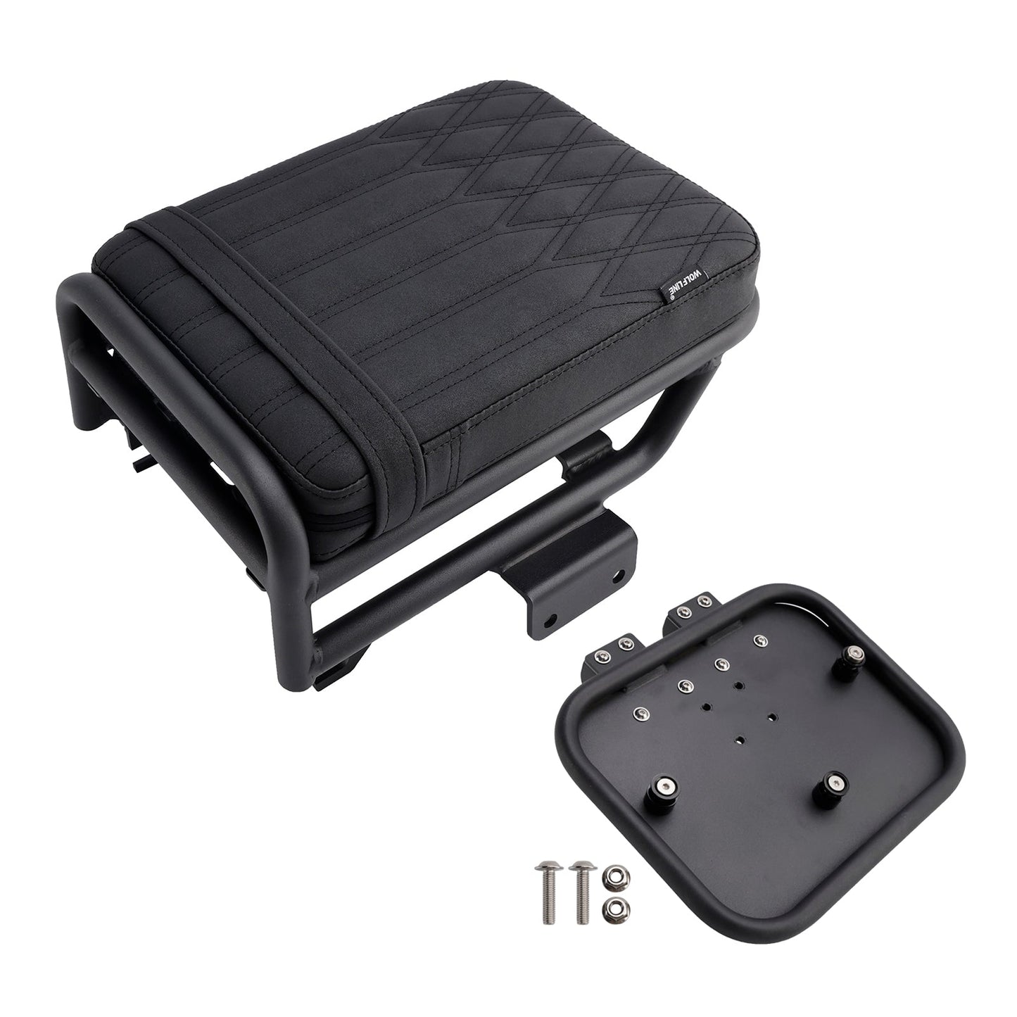 Kit Huntercub 2020-2023 per Honda CT125, con staffa per borse laterali e cuscino per sella posteriore, colore marrone.