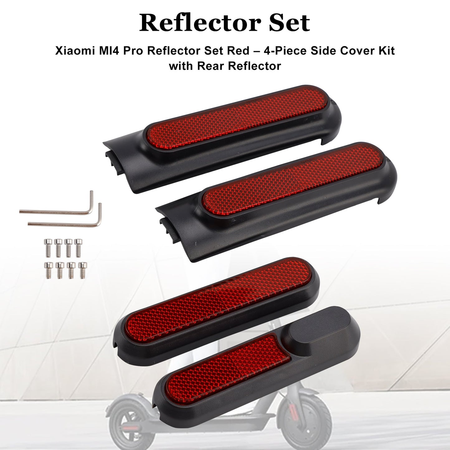 Set di 4 coperture laterali per scooter con catarifrangente posteriore per Xiaomi 4 Pro (1a generazione)