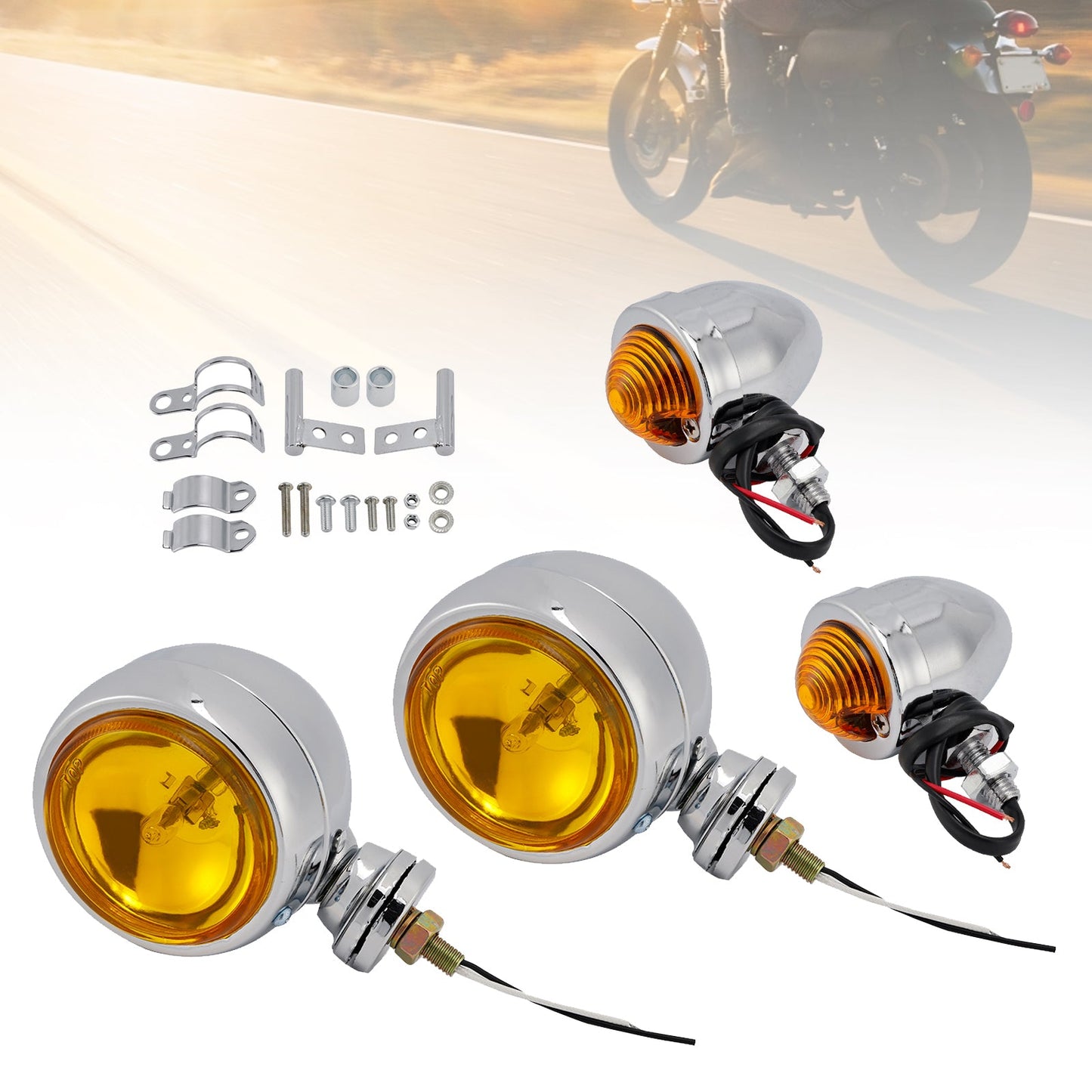 Faro fendinebbia cromato personalizzato per moto #D20 per Bobber Chopper da corsa