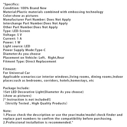 Lampada decorativa a forma di luna in rilievo per lunotto posteriore dell'auto