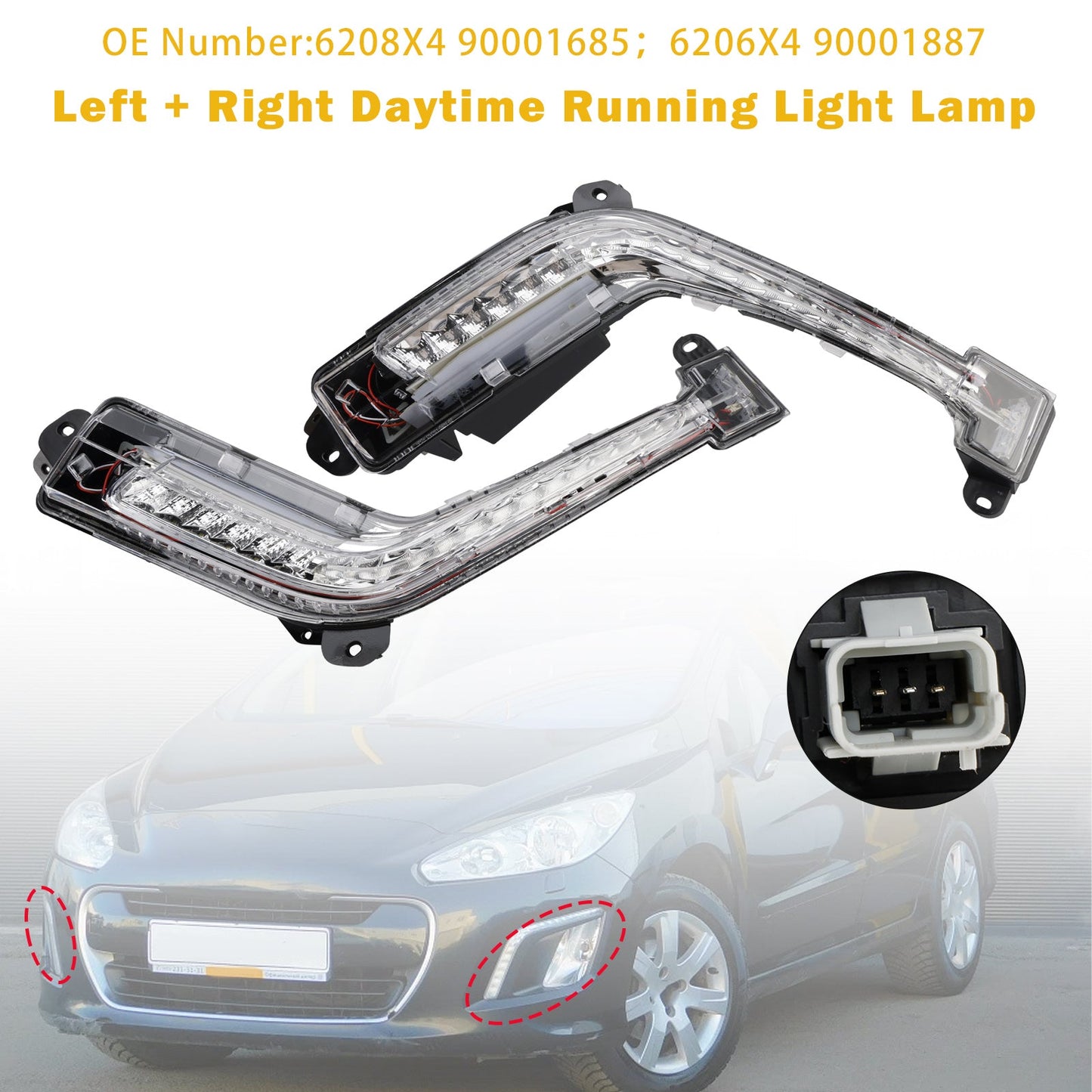 Lampadine a LED per luci diurne DRL sinistra e destra Peugeot 308 Mk1 Hatchback 2011-2014