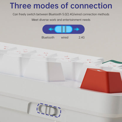 Tastiera meccanica wireless Bluetooth 2.4G a 98 tasti, tre modalità, RGB, sostituibile a caldo
