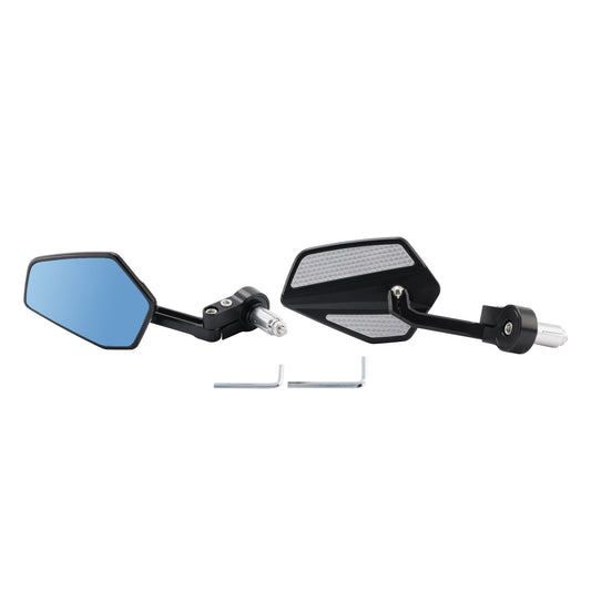 Set di specchietti retrovisori universali da 7/8"" in alluminio CNC neri per estremità del manubrio