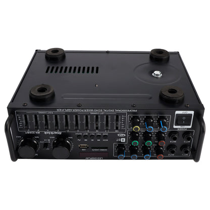Bluetooth 5.4 HiFi 2500W Peak stereo Karaoke Power Amplificatore FM USB EQ Mixer
