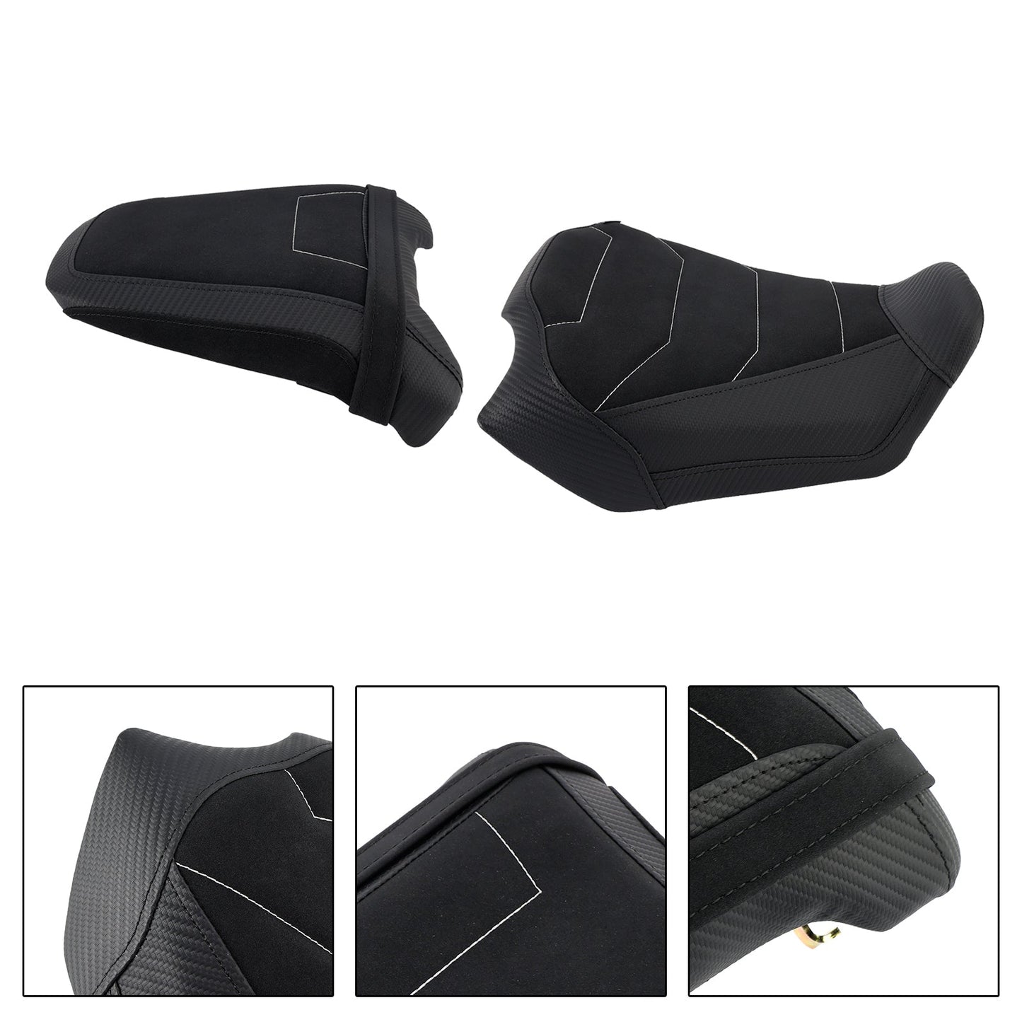 Kit sella conducente e passeggero 2024-2025 per Honda CB650R CBR650R, cuscino posteriore nero.