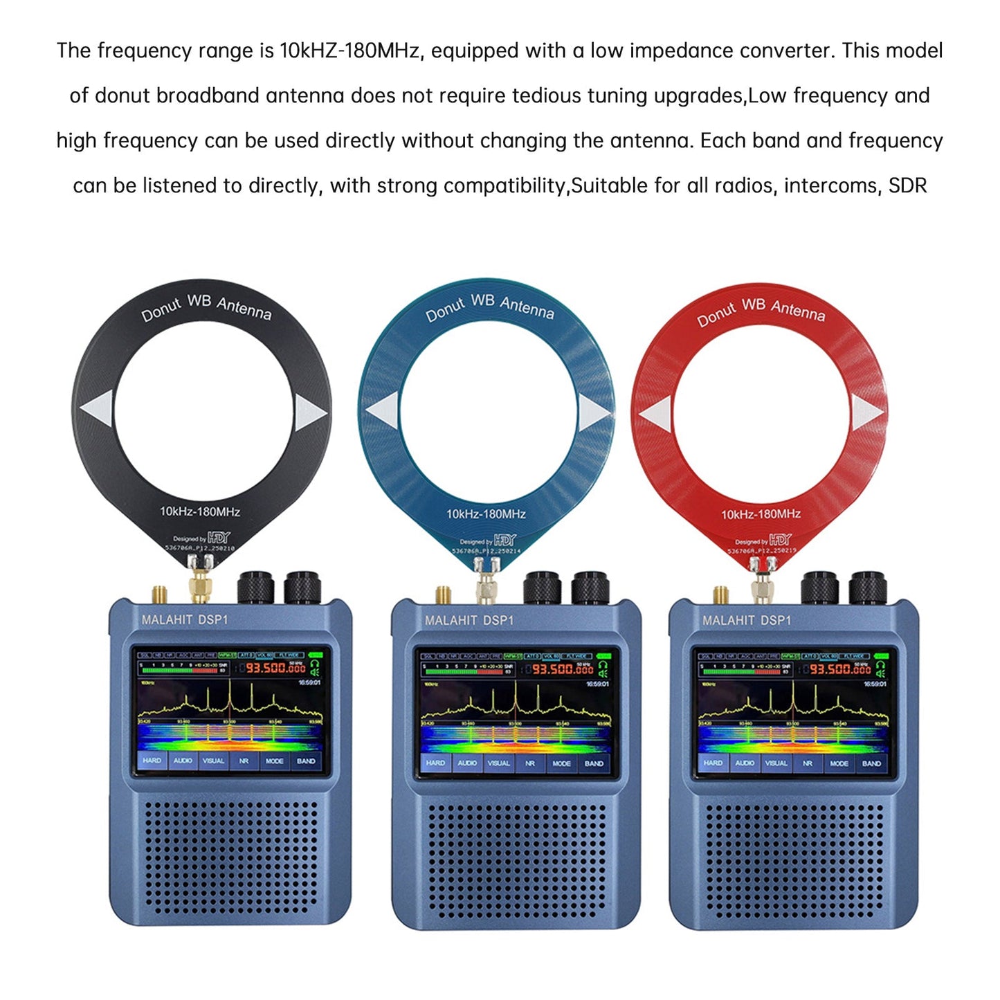 Antenna ad anello a ciambella con copertura a banda completa da 10 kHz a 180 MHz per onde corte/onde medie SDR