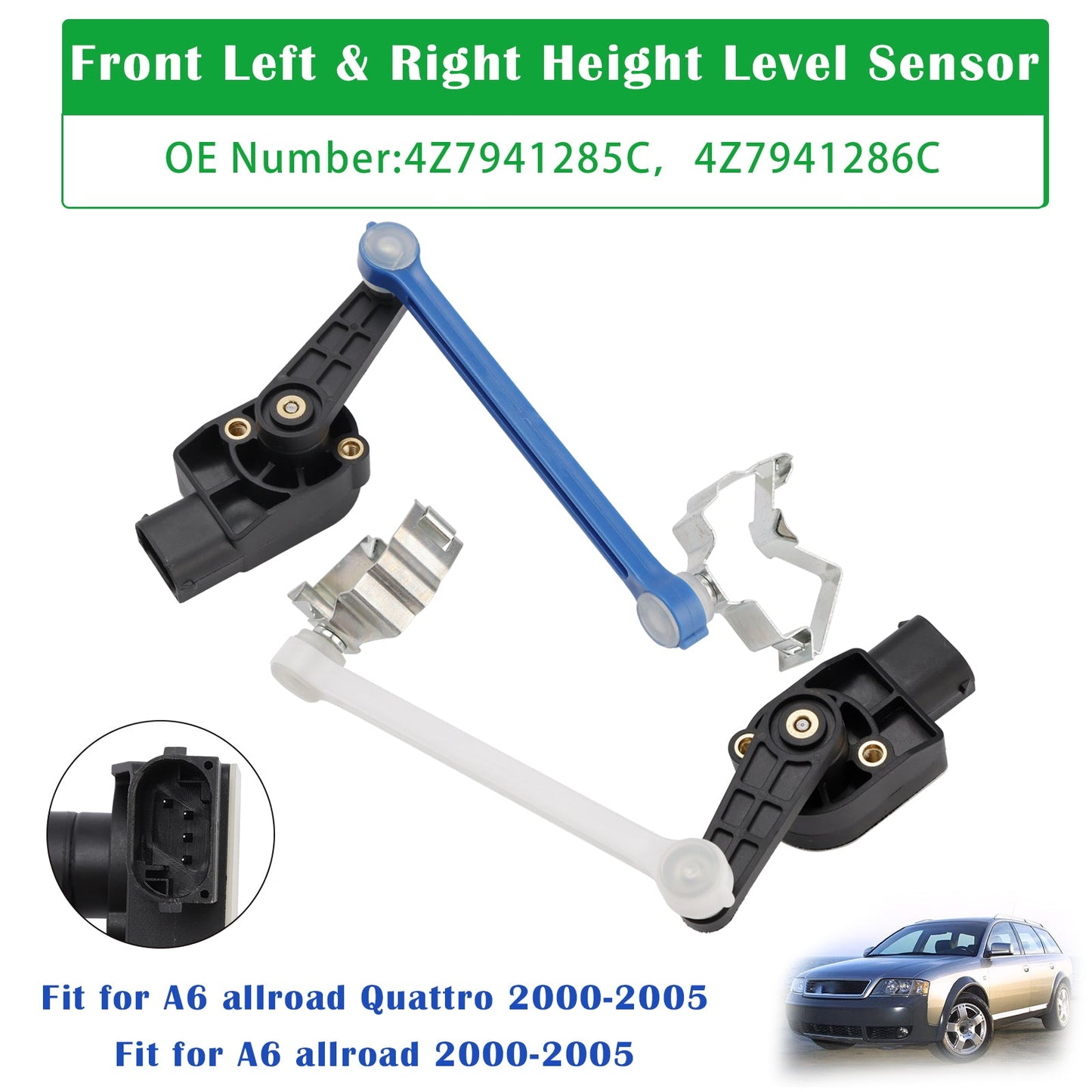 Coppia di sensori di livello altezza anteriore per Audi A6 C5 Allroad Quattro 2000-2005
