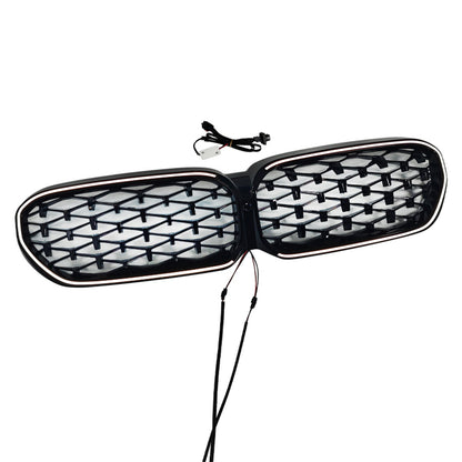 Griglia anteriore a doppio rene diamantata nera per BMW Serie 5 G30 G38 2021-2024.