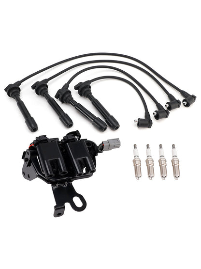 Kit bobina di accensione + 4 candele + cavi per Hyundai Tucson L4 2.0L (2005-2009) - Codice articolo: 52-1772