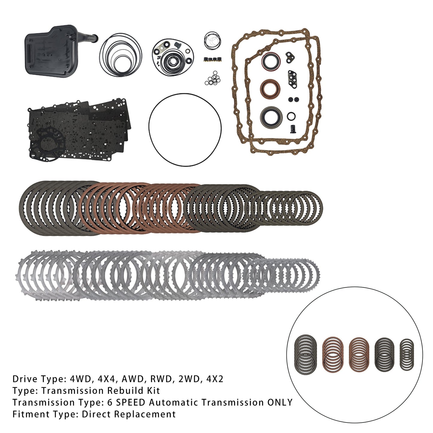 Kit di ricostruzione della trasmissione principale CHEVROLET CORVETTE 6 SP RWD V8 6.0L 6.2L 6L90 6L90E 6L80 6L80E 2006-2018