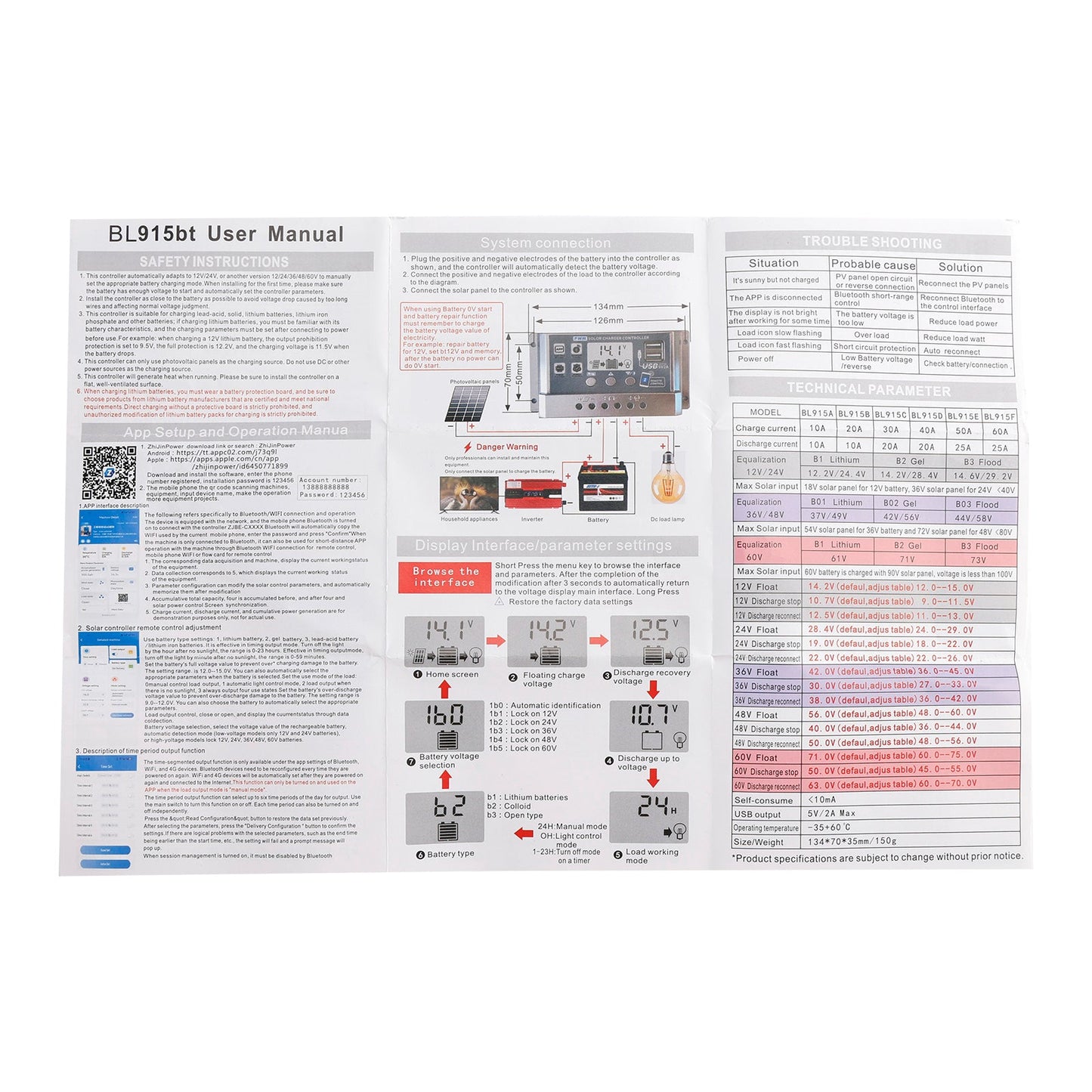 Regolatore solare PWM 10A-60A APP mobile Regolatore solare di controllo intelligente