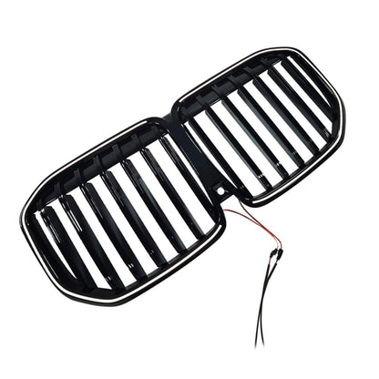 Griglia paraurti anteriore a linea singola nera con LED per BMW X7 G07 2023-2026