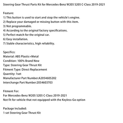 Kit di parti di spinta dello sterzo per Mercedes-Benz W205 S205 Classe C 2019-2021