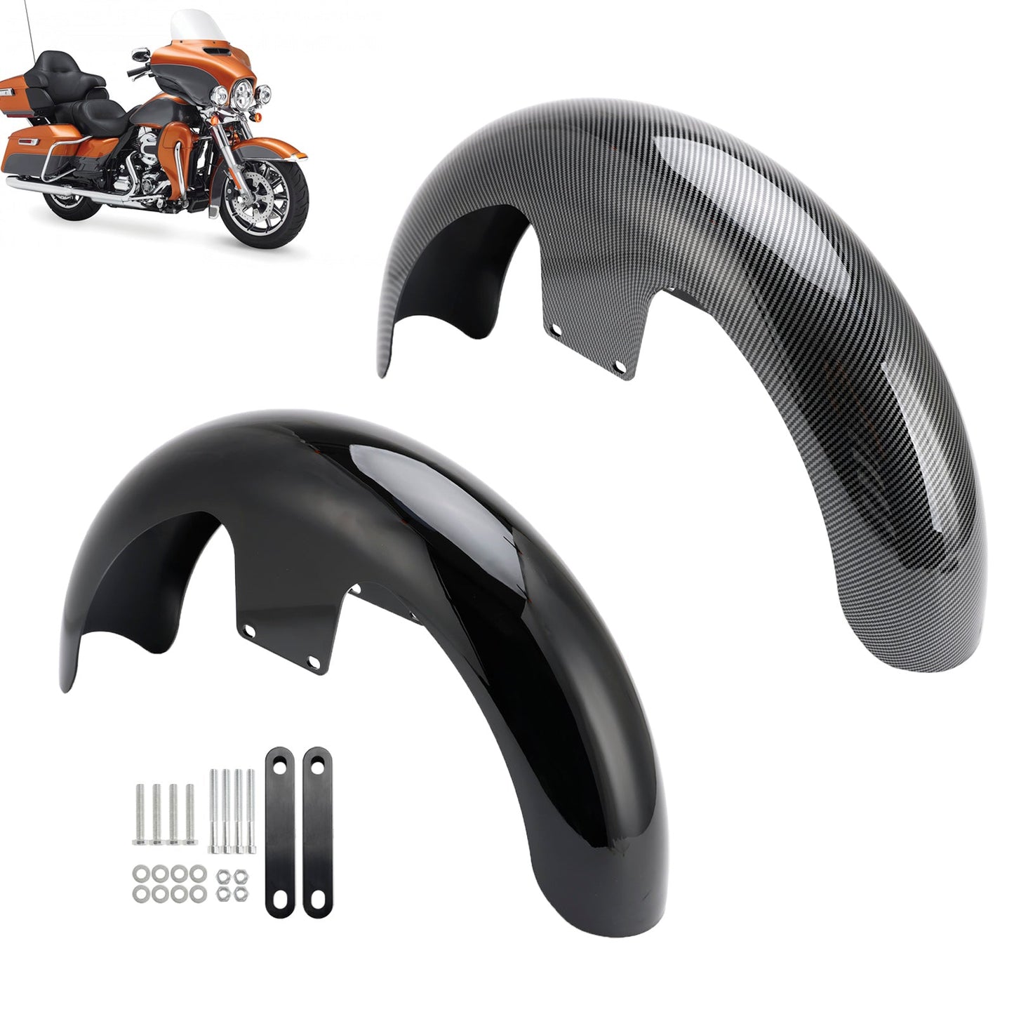 Parafango anteriore avvolgente da 19"" in ABS per Touring Electra Street Road Glide Baggers FLHT FLHR