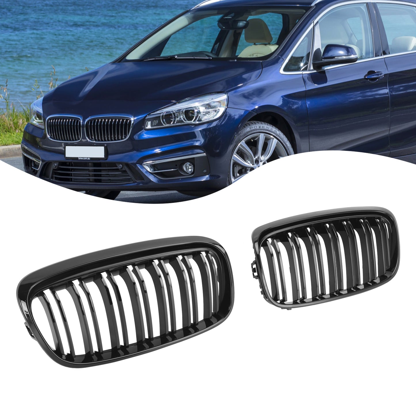 Griglia anteriore nera lucida per BMW Serie 2 Gran Tourer F45 F46 2015-2018