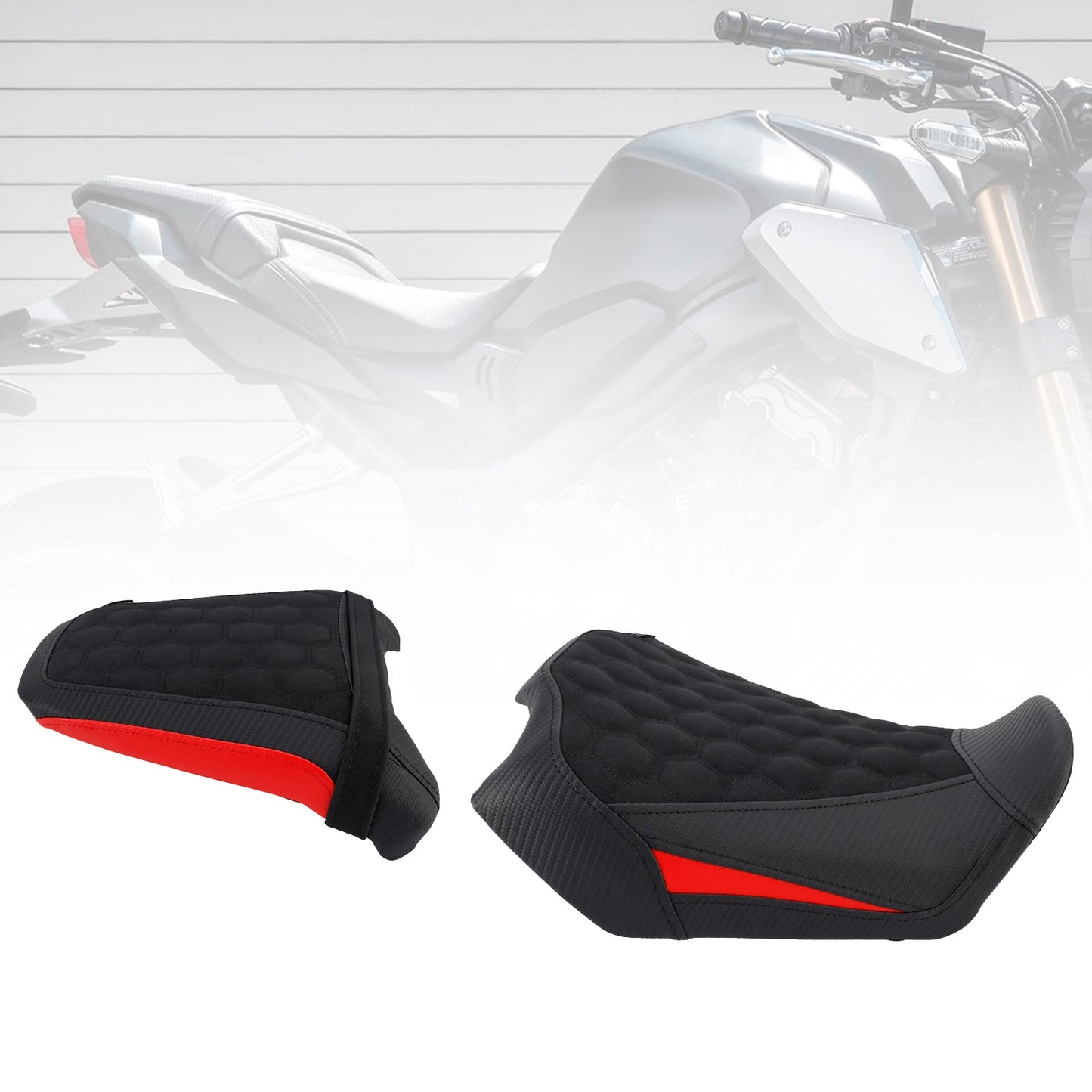 Kit cuscini passeggero Raider anteriori e posteriori per Honda CB650R CBR650R 2024-2025, colore rosso.