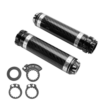 Manopole per manubrio moto da 7/8""/22 mm in carbonio, universali, verdi, per moto, argento