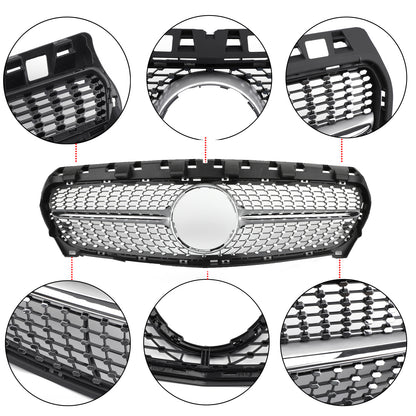 Per Mercedes-Benz R117 W117 CLA250 2013-2016 Griglia a stella Silver Diamond