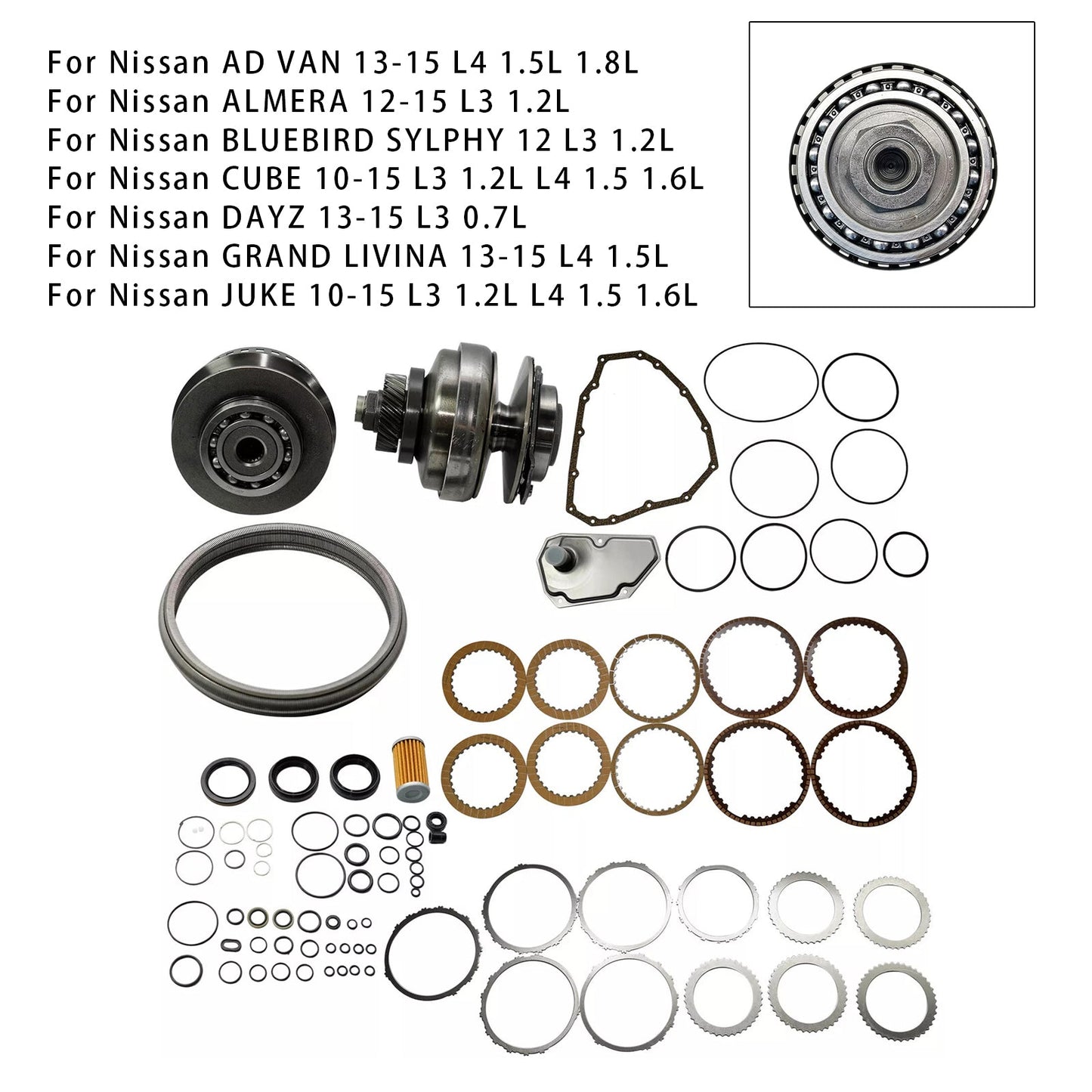 Kit di ricostruzione del cambio principale e puleggia con cinghia JF015E RE0F11A 29T per Nissan