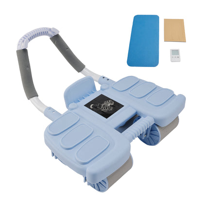 Attrezzatura portatile per palestra domestica Blue Perfect Core Trainer per uomo e donna Ruota per addominali con rimbalzo automatico con supporto per il gomito e stabilità a 4 ruote - Include timer